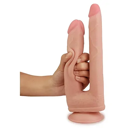 Dildo Dublu Cu Ventuza Skinlike Soft Natural Pe Sexlab Ro