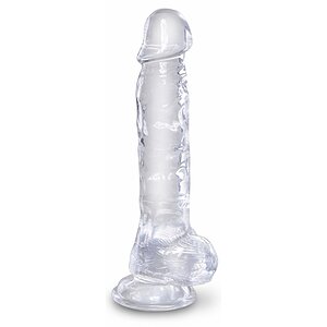 King Penis Clear Dildo Transparent Realistic Cu Testicule pe SexLab