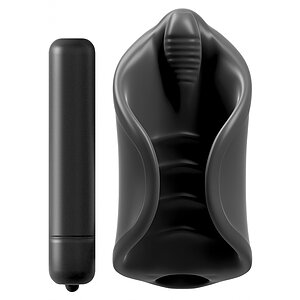 Masturbator Elite Vibrating Silicone Stimulator Negru pe SexLab