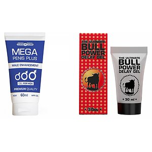 Pachet Gel Marire Penis Mega Penis Plus Si Gel Ejaculare Prematura Bull Power Delay 30ml pe SexLab