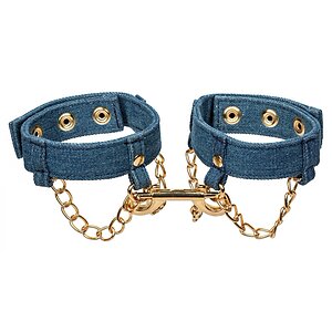 Ride Em Denim Ankle Cuffs Albastru pe SexLab