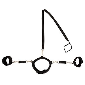 Set Collar With Cuffs And Leash Negru pe SexLab