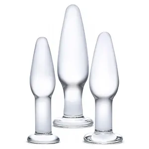 Set Plug Anal Training Glas Transparent pe SexLab