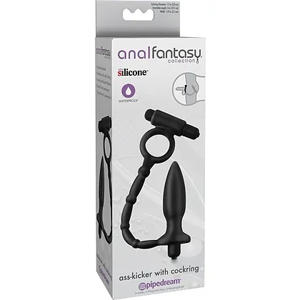 Anal Plug Kicker cu Inel Erectie Negru