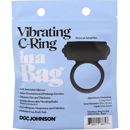 Inel pentru Penis Vibrating C-Ring  Negru