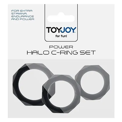 Set 3 Inele Penis Power Halo C-Ring Set Negru