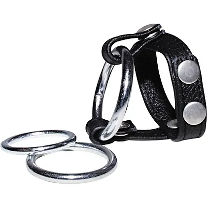 Set Inele Penis Leather Strap Negru