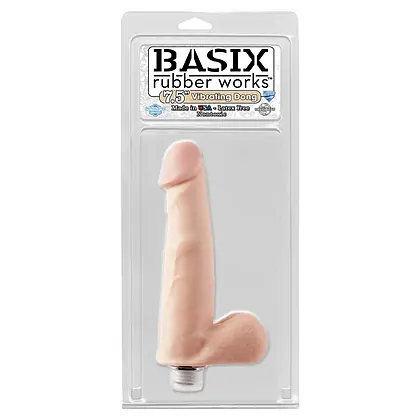 Vibrator Realistic cu Testicule Basix Rubber Works 7.5 Inch Alb