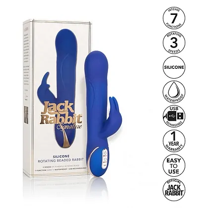 Vibrator Silicone Rotating Rabbit Albastru